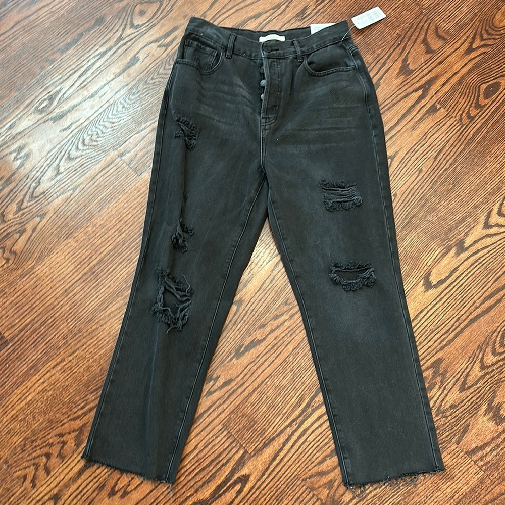 PAC Sun High Rise Straight Black Jeans